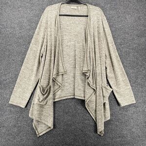 LOGO Lori‎ Goldstein Cardigan Sweater XL Green Open Front Drape Comfy Lounge